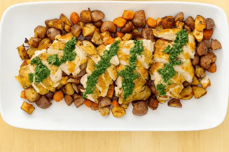 One-Pan Roast Chicken with Schmaltzy Root Vegetables