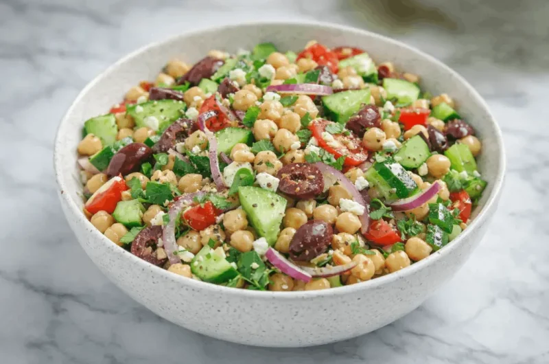 The BEST Mediterranean Chickpea and cucumber Salad