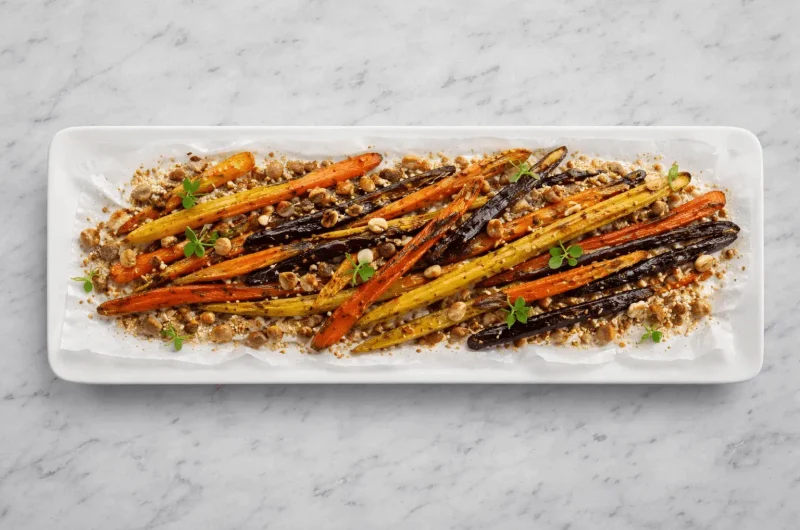 Moroccan Twist Rainbow Carrots with Labneh & Shortcut Dukkah