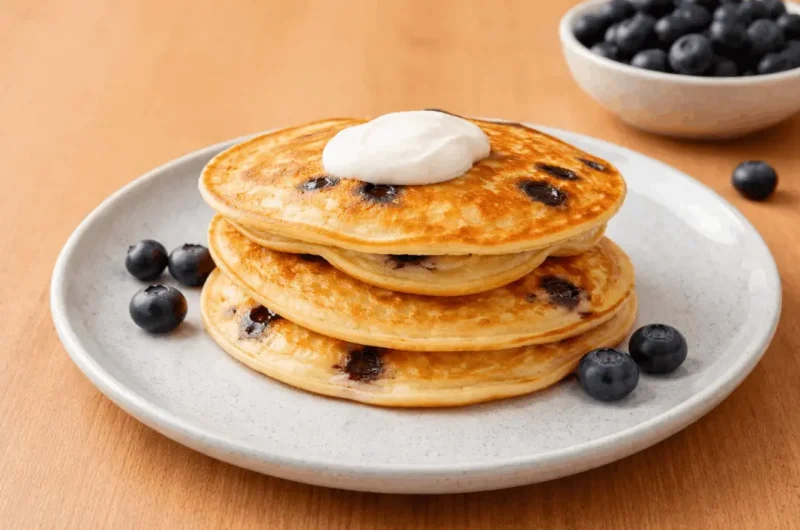 High-Protein Lemon Blueberry Pancakes