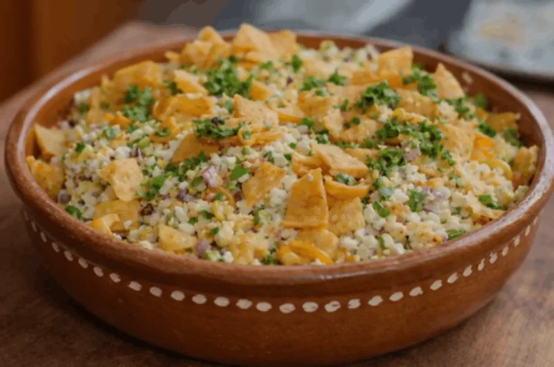 Mexican Street Corn Salad with Homemade Totopos
