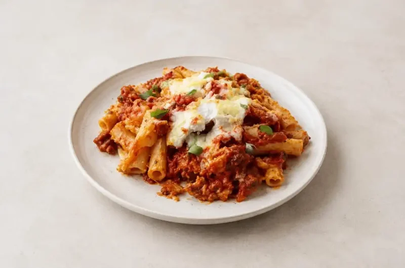 Easy Cheesy Baked Ziti Recipe with Italian Sausage and Ricotta