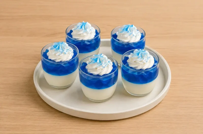 Blueberry and Milk Individual Jello Cups