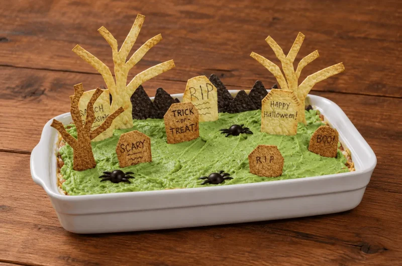 Spooktacular Halloween Graveyard Seven-Layer Dip
